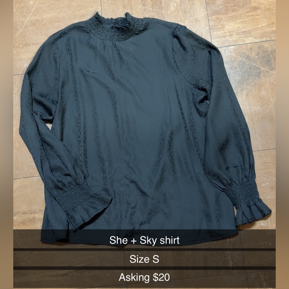 She + Sky Elegant Black Blouse